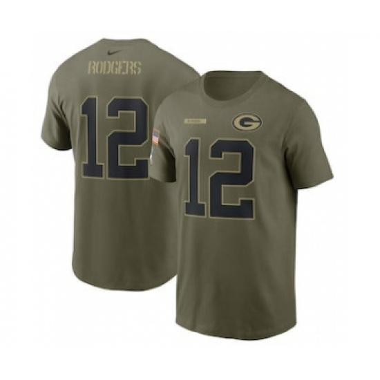 Men's Green Bay Packers Aaron Rodgers Football Camo 2021 Salute To Service Name & Number T-Shirt - Jersey