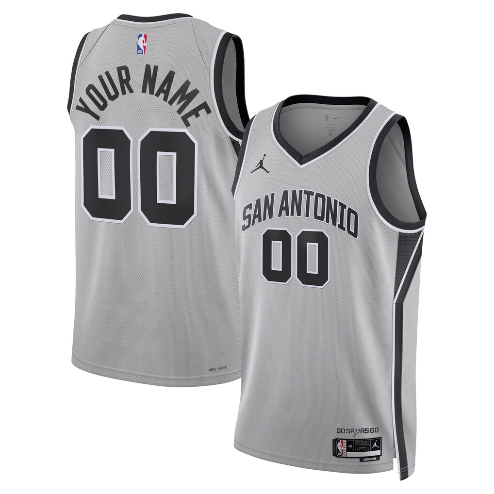 Unisex San Antonio Spurs Jordan Brand Silver Swingman Custom Jersey - Statement Edition - Jersey