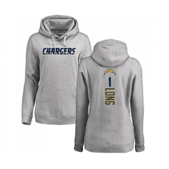 Football Women's Los Angeles Chargers #1 Ty Long Ash Backer Pullover Hoodie - Jersey
