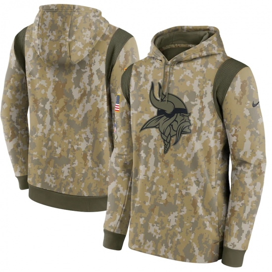 Men's Minnesota Vikings Nike Camo 2021 Salute To Service Therma Performance Pullover Hoodie - Jersey