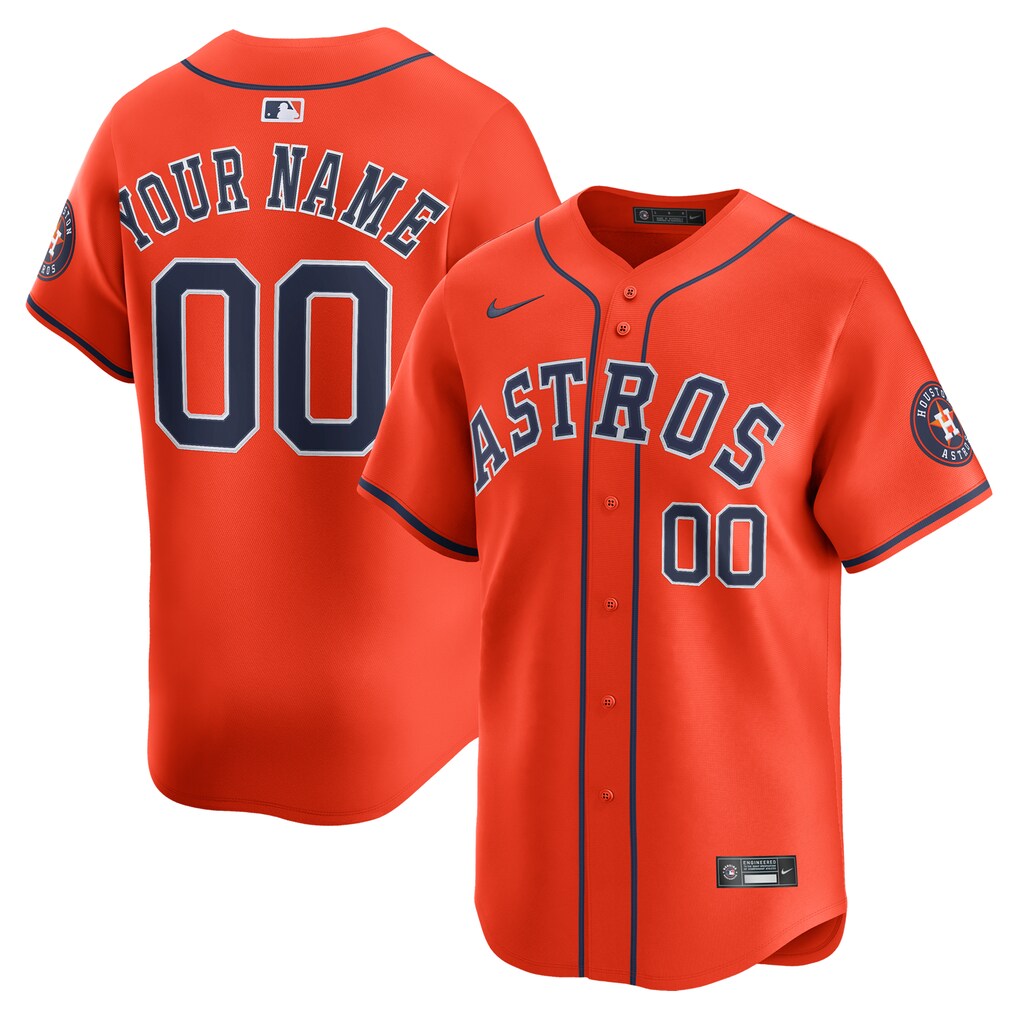 Men's Houston Astros Nike Orange Alternate Limited Custom Jersey - Jersey