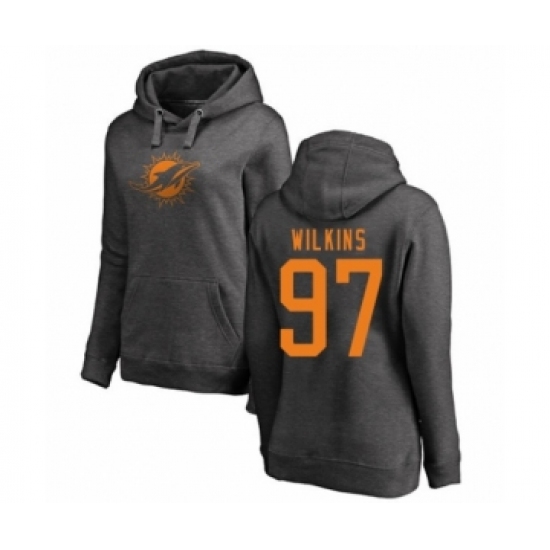 Football Women's Miami Dolphins #97 Christian Wilkins Ash One Color Pullover Hoodie - Jersey