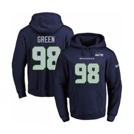 Football Men's Seattle Seahawks #98 Rasheem Green Navy Blue Name & Number Pullover Hoodie - Jersey
