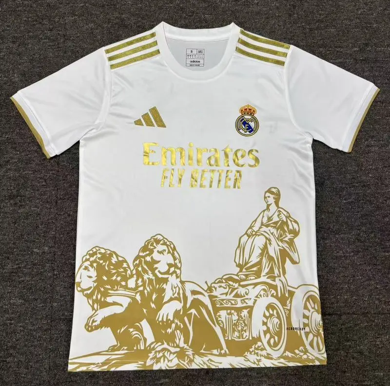 Real Madrid Soccer Jersey White & Golden Special Edition Custom Shirt 2025/26 - Jersey