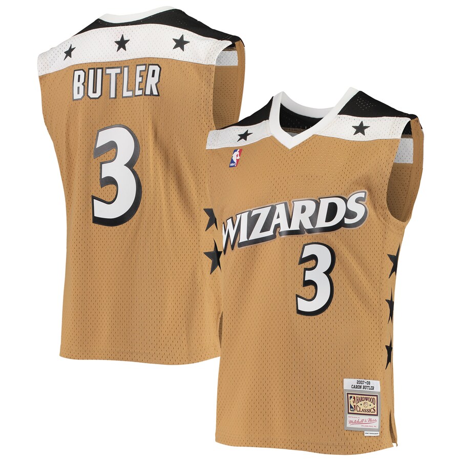 Men's Washington Wizards Caron Butler Mitchell & Ness Gold 2007/08 Hardwood Classics Swingman Jersey - Jersey