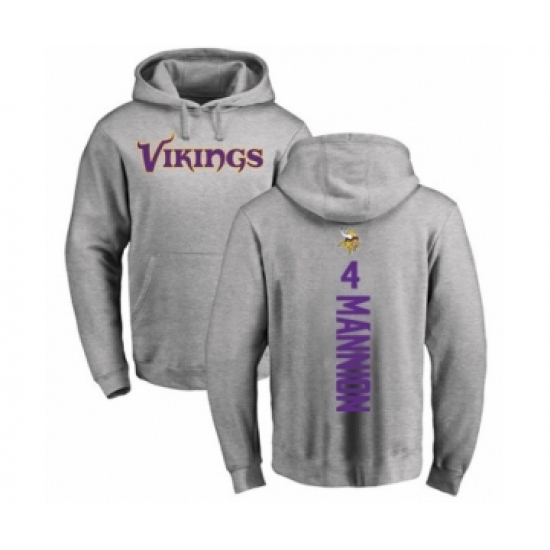 Football Minnesota Vikings #4 Sean Mannion Ash Backer Pullover Hoodie - Jersey