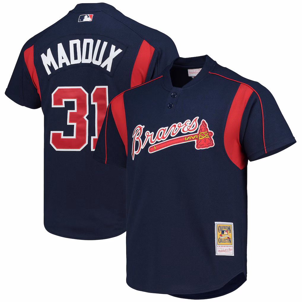 Men's Atlanta Braves Greg Maddux Mitchell & Ness Navy Authentic Batting Practice Jersey - Jersey