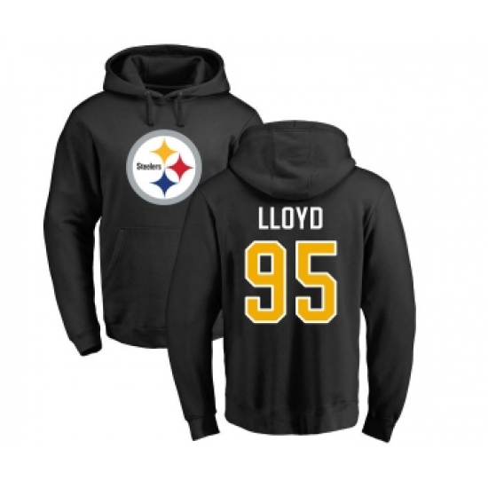 Football Pittsburgh Steelers #95 Greg Lloyd Black Name & Number Logo Pullover Hoodie - Jersey