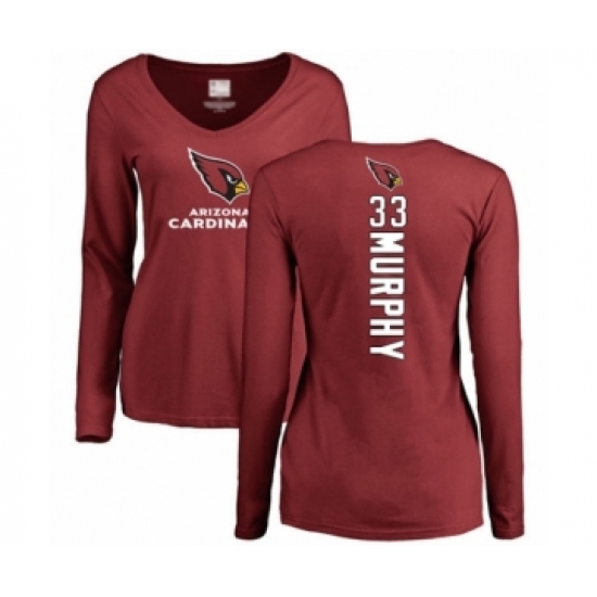 Football Women's Arizona Cardinals #33 Byron Murphy Maroon Backer Long Sleeve T-Shirt - Jersey