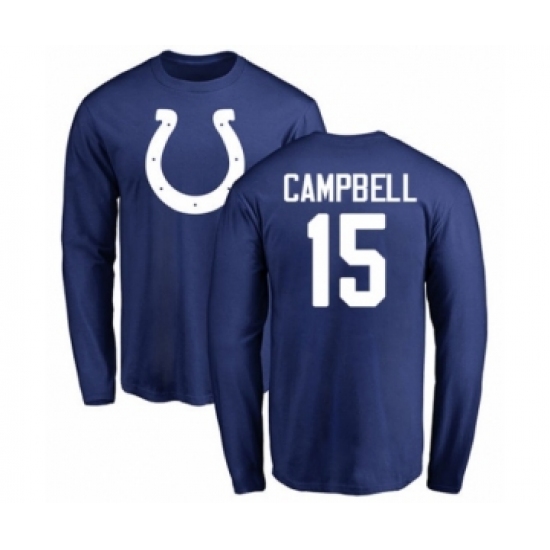 Football Indianapolis Colts #15 Parris Campbell Royal Blue Name & Number Logo Long Sleeve T-Shirt - Jersey