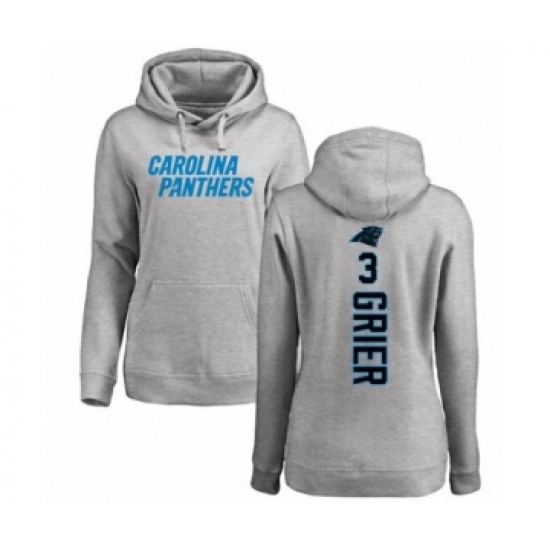 Football Women's Carolina Panthers #3 Will Grier Ash Backer Pullover Hoodie - Jersey
