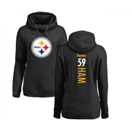 Football Women's Pittsburgh Steelers #59 Jack Ham Black Backer Pullover Hoodie - Jersey