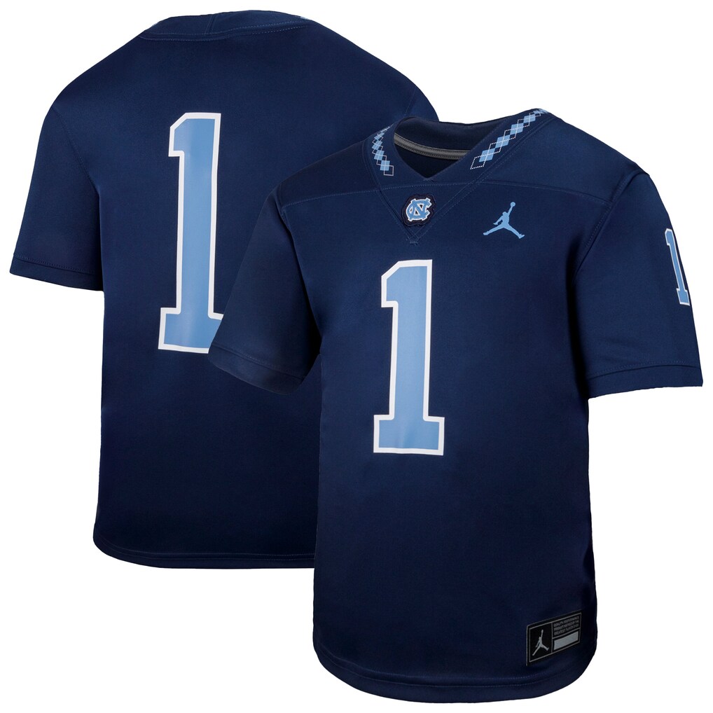 Youth Jordan Brand #1 Navy North Carolina Tar Heels Alternate Football Game Jersey - Jersey