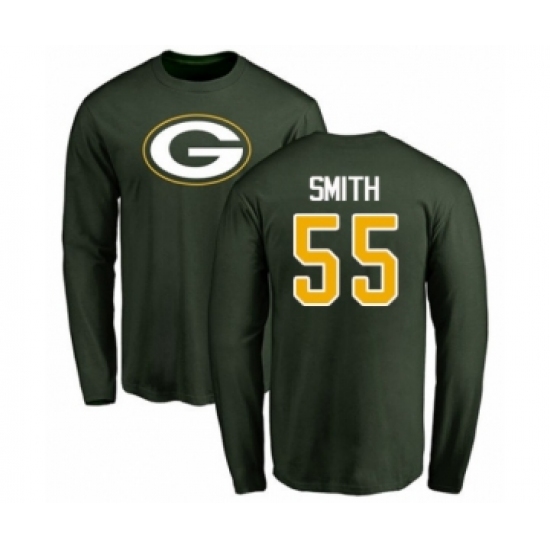 Football Green Bay Packers #55 Za'Darius Smith Green Name & Number Logo Long Sleeve T-Shirt - Jersey