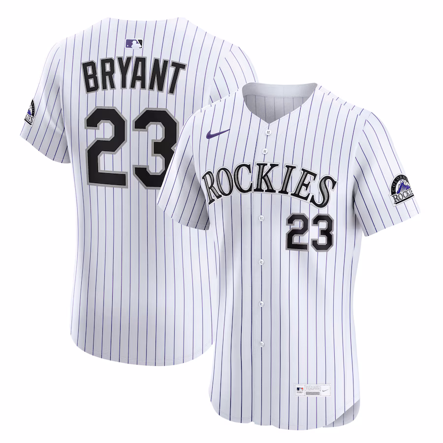 Men's Colorado Rockies Kris Bryant Nike White Home Elite Player Jersey - Jersey