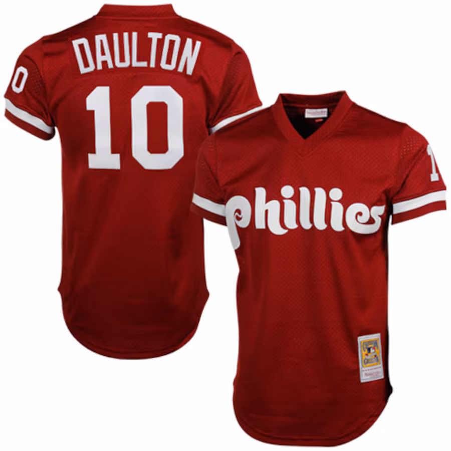 Men's Philadelphia Phillies Darren Daulton Mitchell & Ness Red Cooperstown Mesh Batting Practice Jersey - Jersey