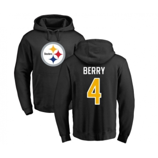 Football Pittsburgh Steelers #4 Jordan Berry Black Name & Number Logo Pullover Hoodie - Jersey