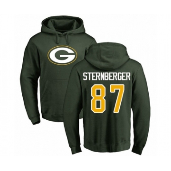 Football Green Bay Packers #87 Jace Sternberger Green Name & Number Logo Pullover Hoodie - Jersey