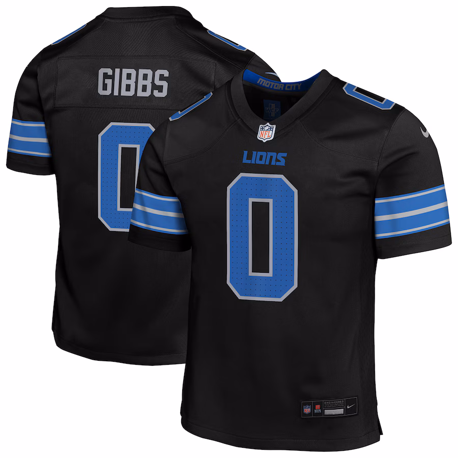 Youth Detroit Lions Jahmyr Gibbs Nike Black Alternate Game Jersey - Jersey