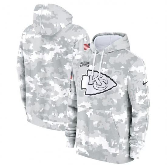 Men's Kansas City Chiefs 2024 Arctic Camo Salute To Service Club Fleece Pullover Hoodie - Jersey