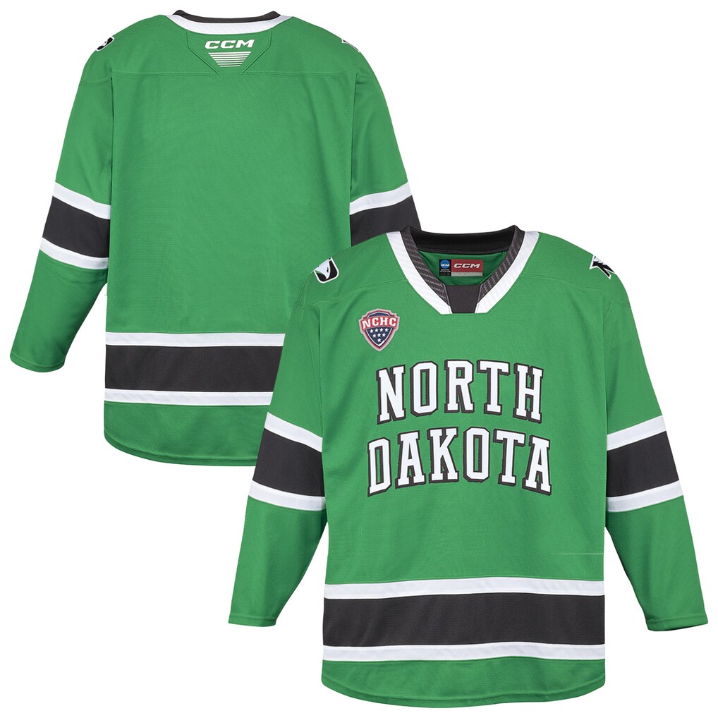 Men's CCM Kelly Green North Dakota Replica Hockey Jersey - Jersey