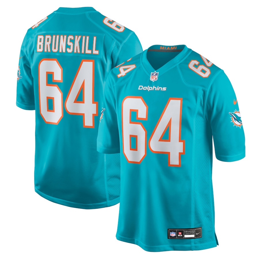Men's Miami Dolphins Daniel Brunskill Nike Aqua Team Game Jersey - Jersey