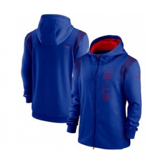 Men's Buffalo Bills 2021 Royal Sideline Team Performance Full-Zip Hoodie - Jersey