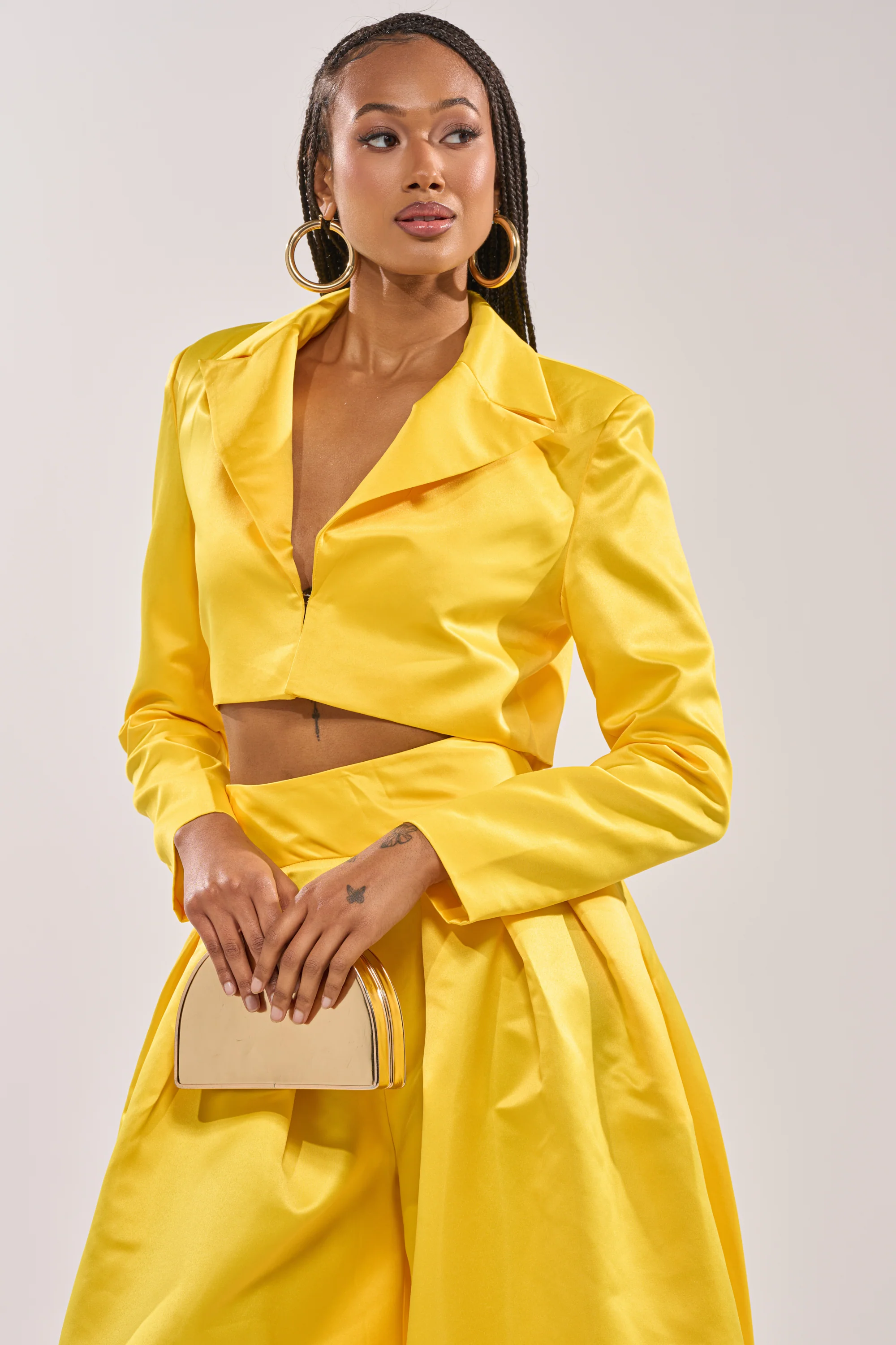 BLOOMING CROP SATIN BLAZER - Akira Wear