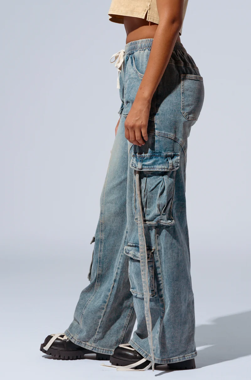 THINK ABOUT IT DENIM CARGO PANT - Akira Wear
