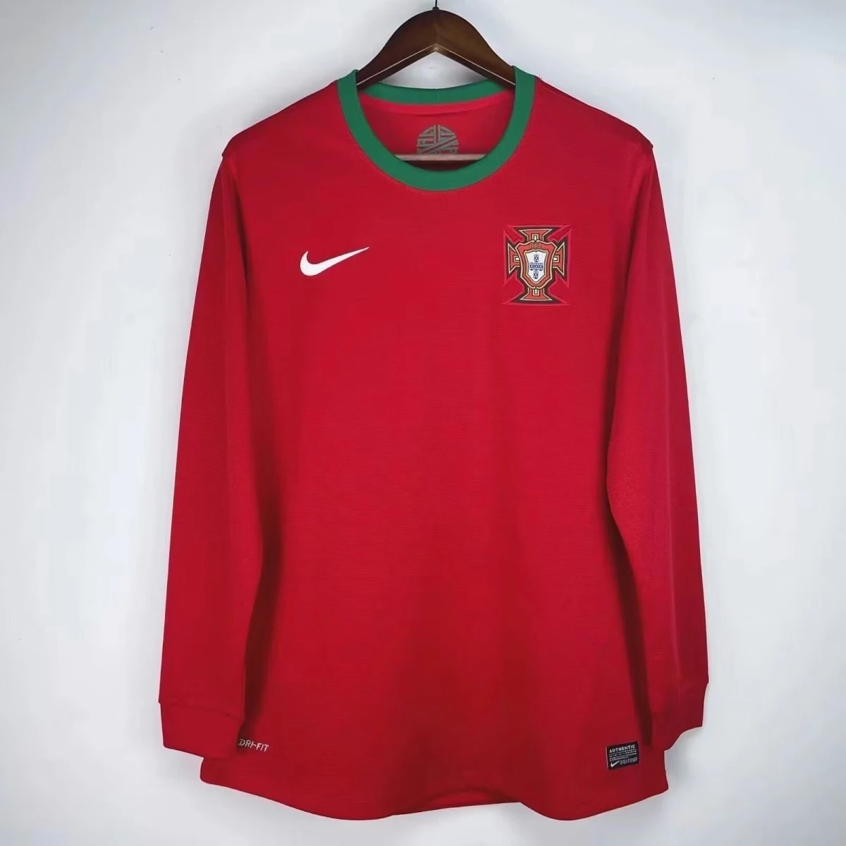 Portugal Retro Soccer Jersey Home Long Sleeve Custom Shirt 2012 - Jersey