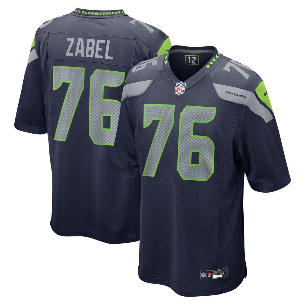 Men's Seattle Seahawks Grey Zabel Nike Navy Team Game Jersey - Jersey