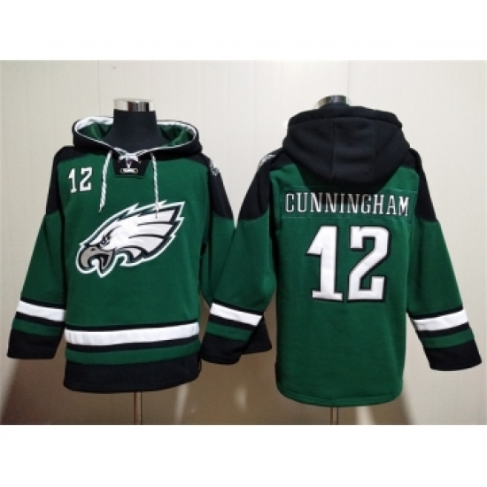 Men's Philadelphia Eagles #12 Randall Cunningham Green Lace-Up Pullover Hoodie - Jersey