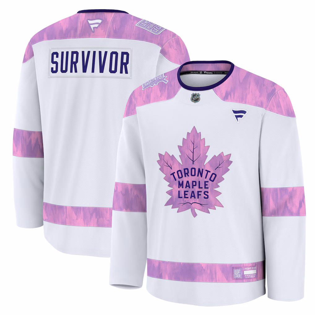Men's Toronto Maple Leafs Fanatics White Hockey Fights Cancer Survivor Practice Jersey - Jersey