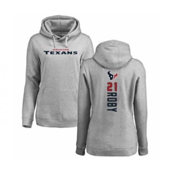 Football Women's Houston Texans #21 Bradley Roby Ash Backer Pullover Hoodie - Jersey