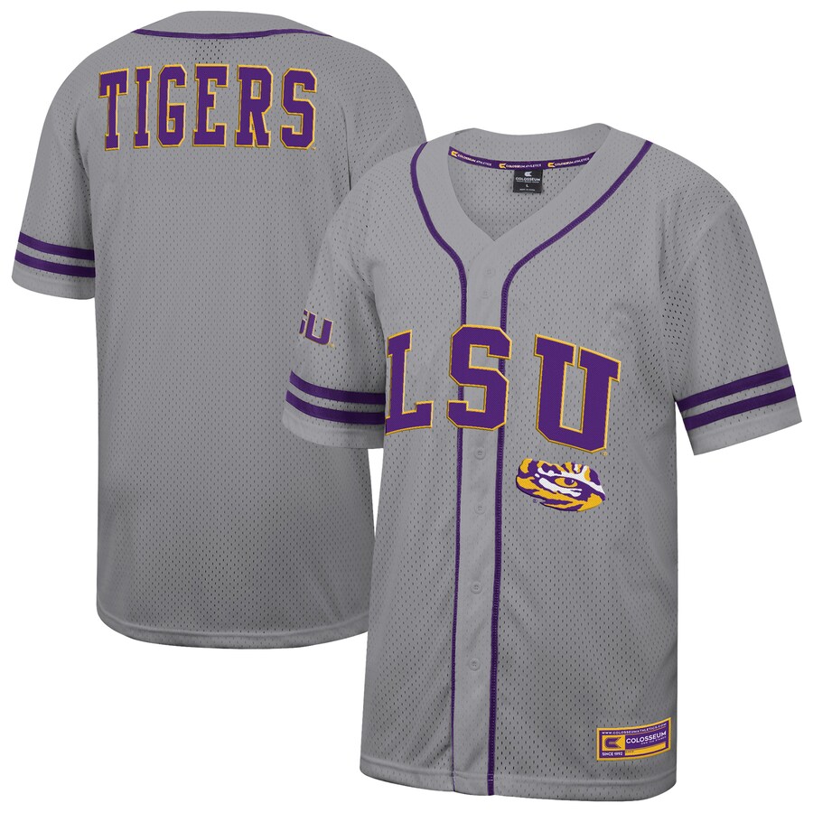 Men's Colosseum Gray LSU Tigers Free Spirited Baseball Jersey - Jersey