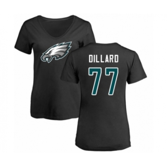 Women's Philadelphia Eagles #77 Andre Dillard Black Name & Number Logo Slim Fit T-Shirt - Jersey