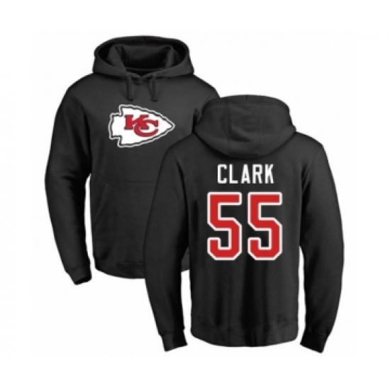 Football Kansas City Chiefs #55 Frank Clark Black Name & Number Logo Pullover Hoodie - Jersey