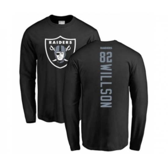 Football Oakland Raiders #82 Luke Willson Black Backer Long Sleeve T-Shirt - Jersey