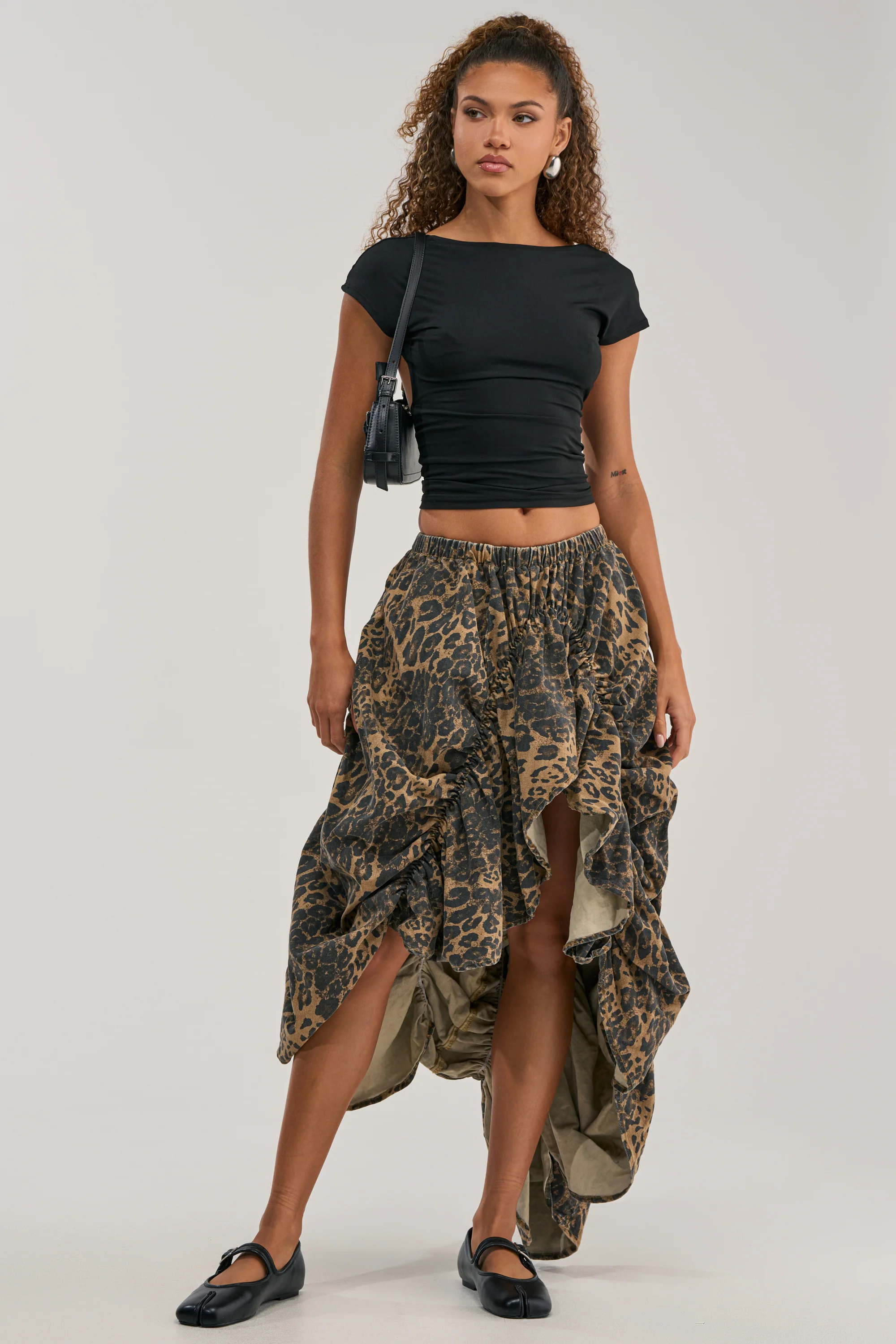 IN TO THE WILD CHEETAH RUCHED MIDI SKIRT - Akira Wear