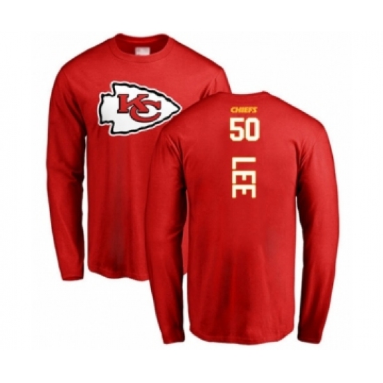 Football Kansas City Chiefs #50 Darron Lee Red Backer Long Sleeve T-Shirt - Jersey
