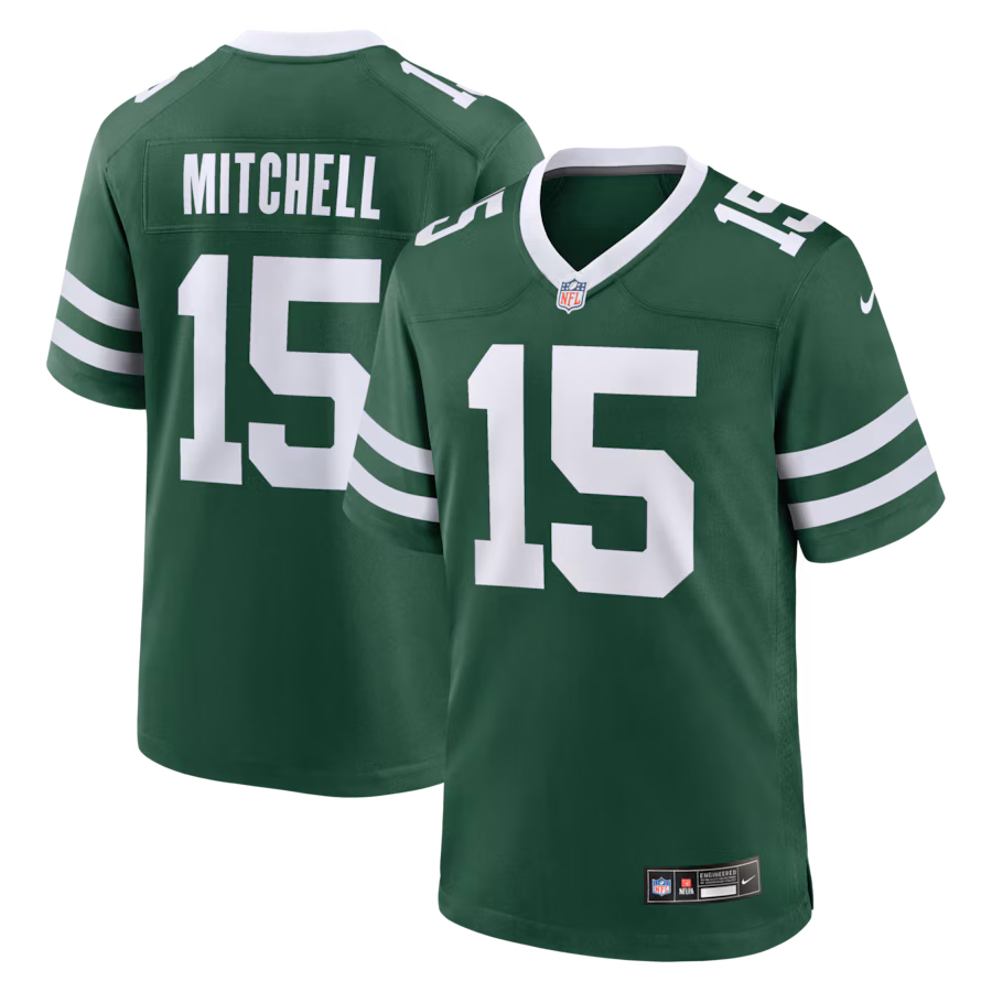 Men's New York Jets Adonai Mitchell Nike Legacy Green Team Game Jersey - Jersey