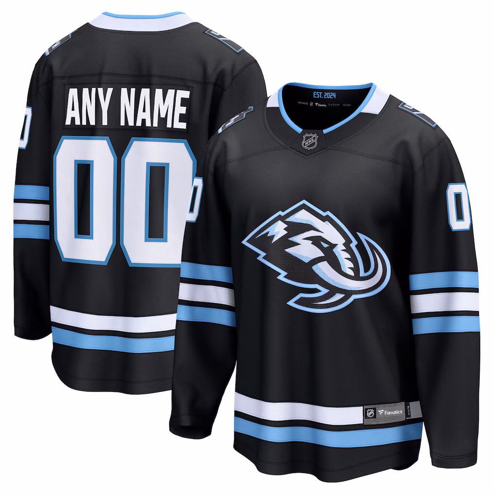 Men's Utah Mammoth Fanatics Black Home Breakaway Custom Jersey - Jersey