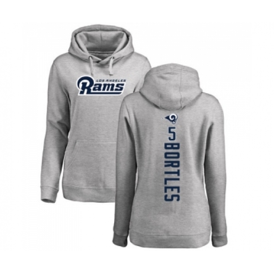 Football Women's Los Angeles Rams #5 Blake Bortles Ash Backer Pullover Hoodie - Jersey