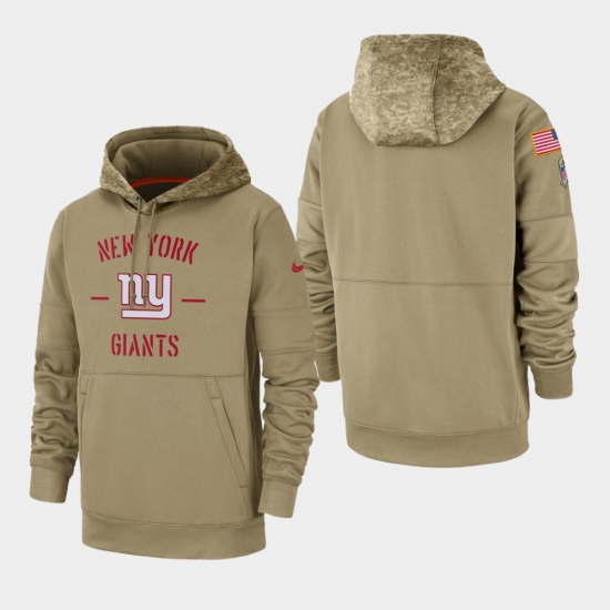 Men's New York Giants Tan 2019 Salute to Service Sideline Therma Pullover Hoodie - Jersey
