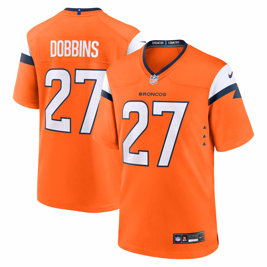 Men's Denver Broncos J.K. Dobbins Nike Orange Team Game Jersey - Jersey