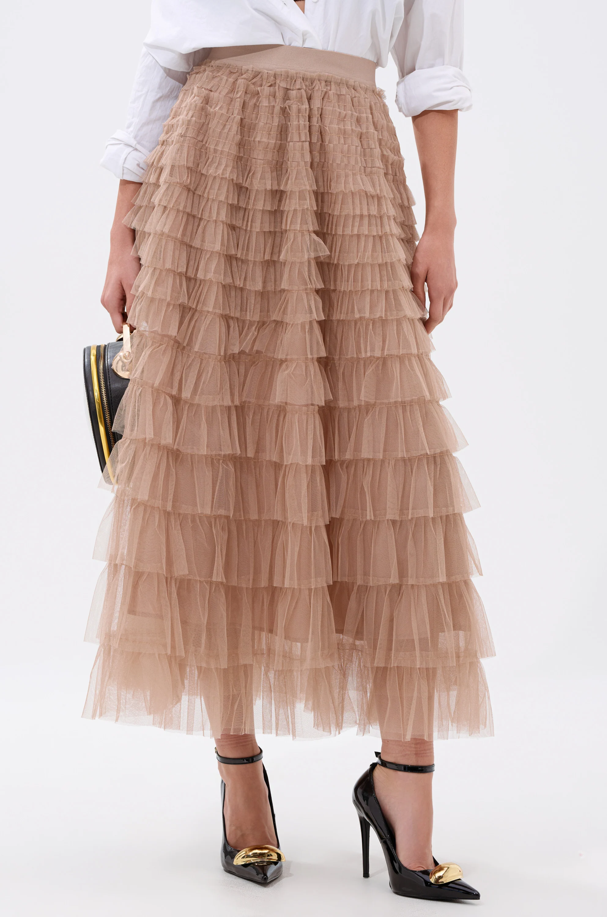 STARS ALIGNED MESH RUFFLE MAXI SKIRT - Akira Wear