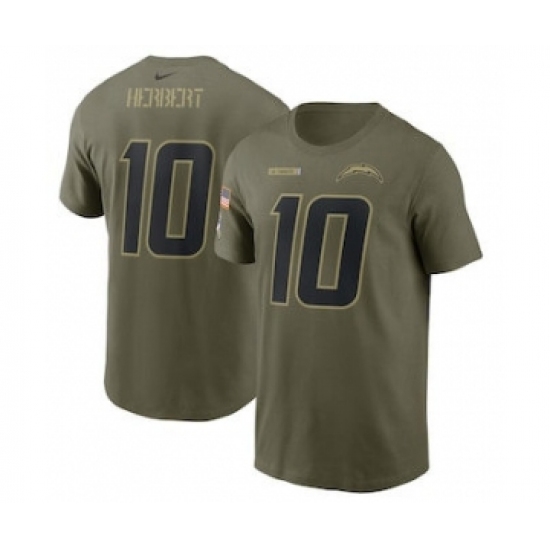 Men's Los Angeles Chargers Justin Herbert Football Camo 2021 Salute To Service Name & Number T-Shirt - Jersey