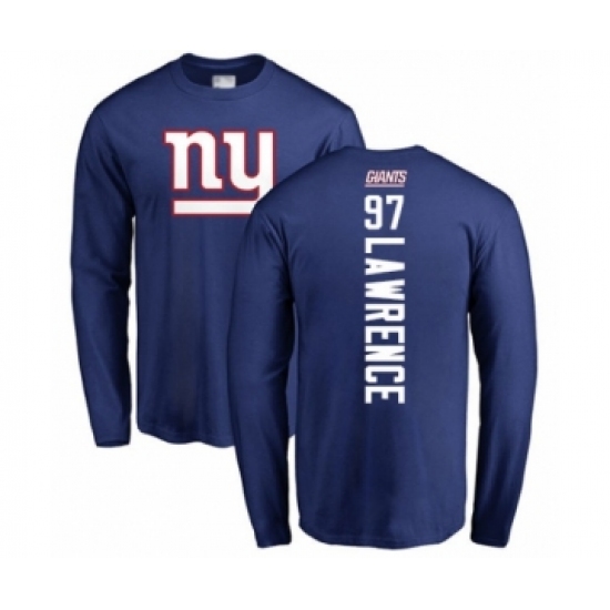 Football New York Giants #97 Dexter Lawrence Royal Blue Backer Long Sleeve T-Shirt - Jersey