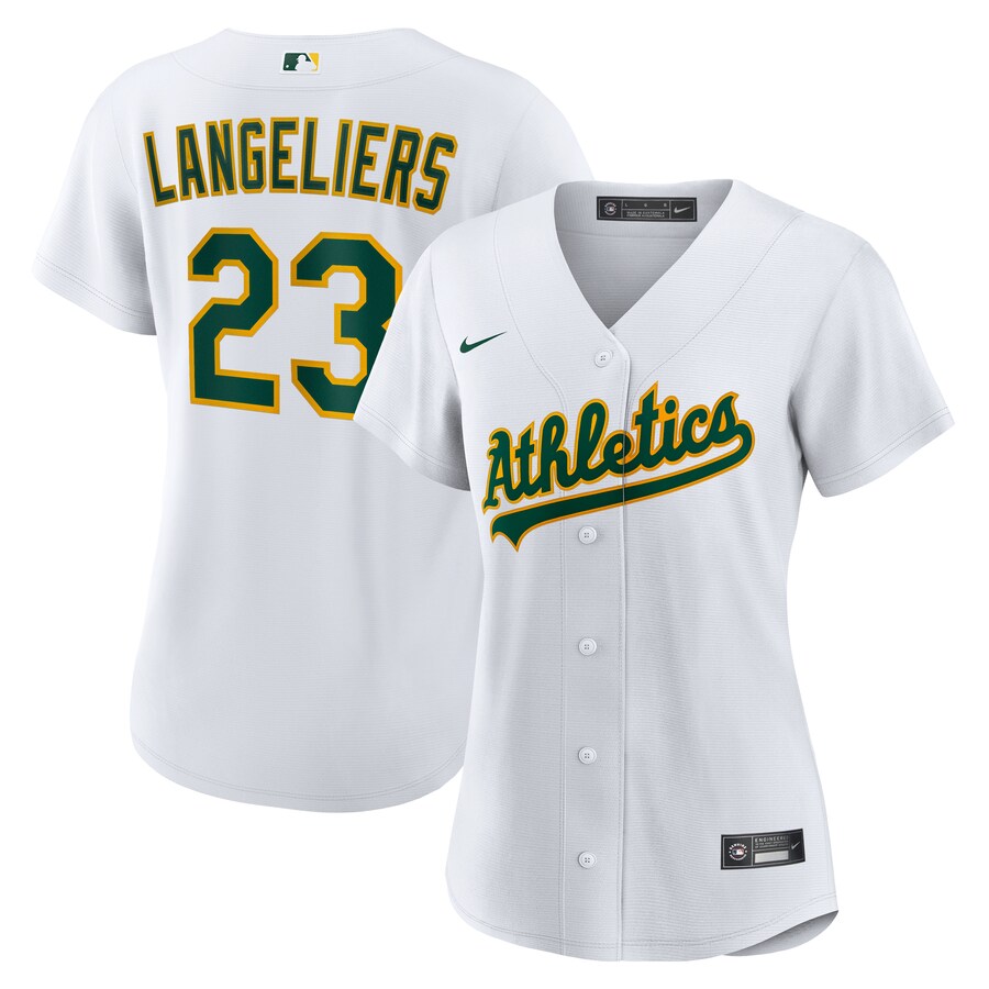 Women's Athletics Shea Langeliers Nike White Home Replica Jersey - Jersey