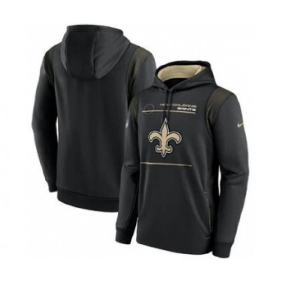 Men's New Orleans Saints 2021 Black Sideline Logo Performance Pullover Hoodie - Jersey